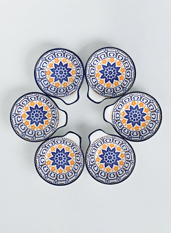 6-Piece Ceramic Hand-Painted Underglaze Color Nordic Style Household Saucer With Handle Multicolour 11.2x9.5x4cm