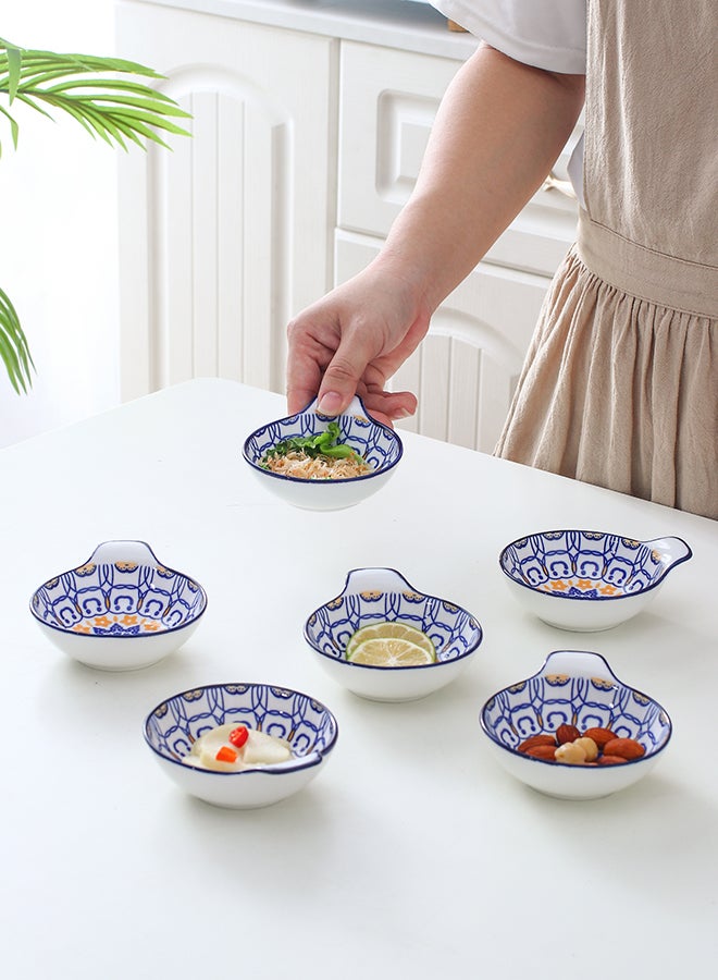 6-Piece Ceramic Hand-Painted Underglaze Color Nordic Style Household Saucer With Handle Multicolour 11.2x9.5x4cm