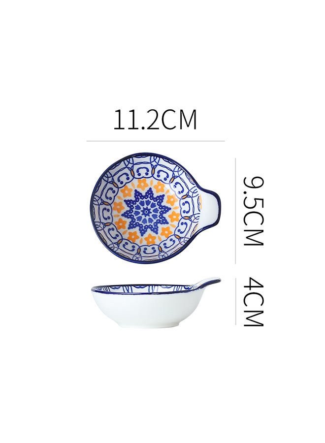 6-Piece Ceramic Hand-Painted Underglaze Color Nordic Style Household Saucer With Handle Multicolour 11.2x9.5x4cm
