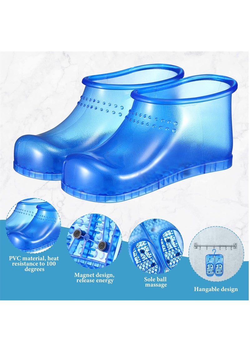 Massage Foot Bath Shoes, 1 Pair Portable SPA Household Relaxation Bucket Boots Thermal Massage to Promote Blood Circulation, Movable Foot Soak Tub Pedicure Foot Spa (Blue)