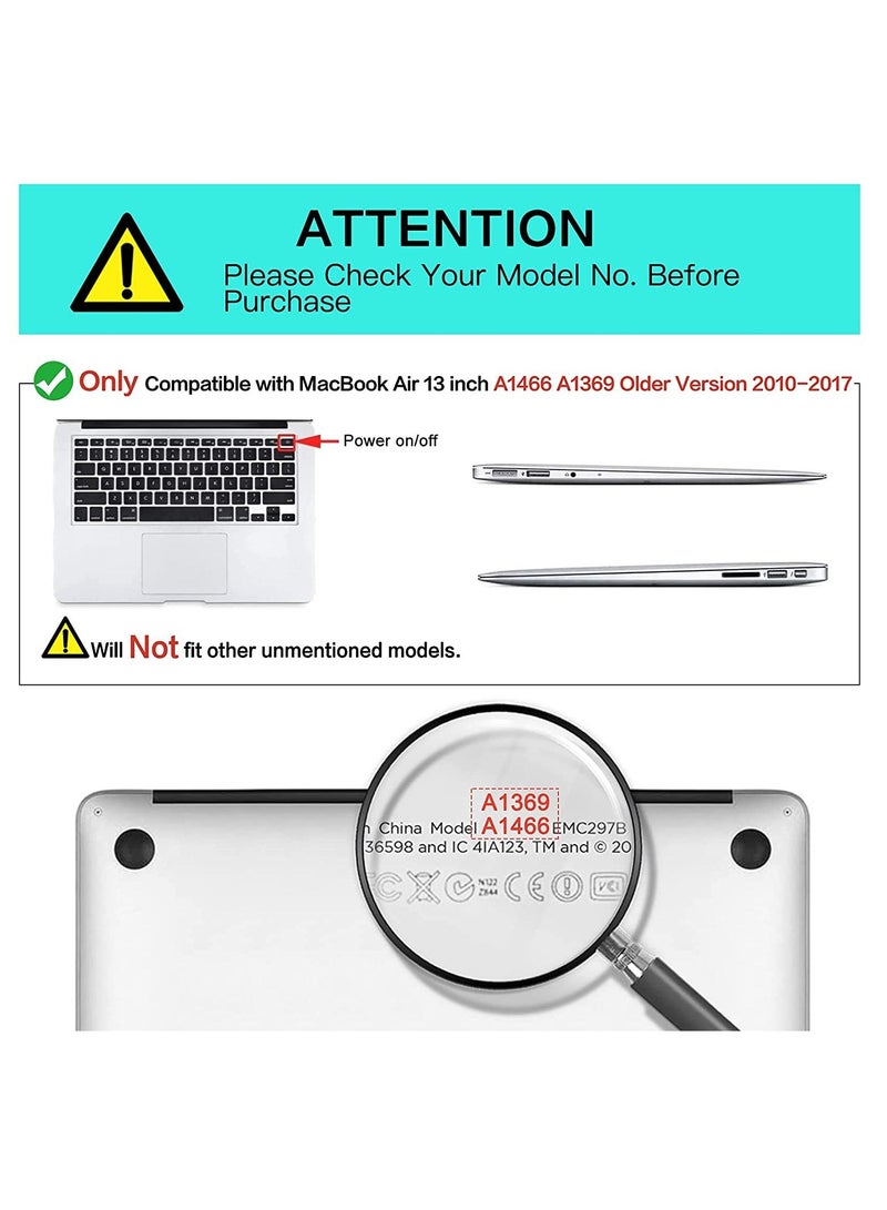 Plastic Hard Shell Case Cover Compatible with Older Version MacBook Air 13.3-Inch Model:- A1369/A1466 Released 2010 to 2017