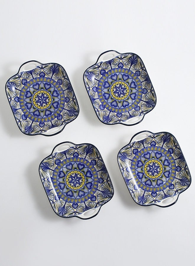 4-Piece Hand-Painted Plates Multicolour 23.7x19.6x5.2cm