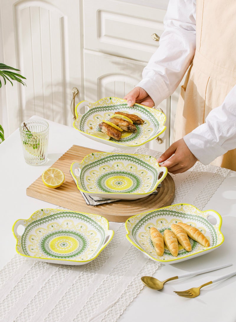 4-Piece Hand-Painted Plates Multicolour 23.7x19.6x5.2cm