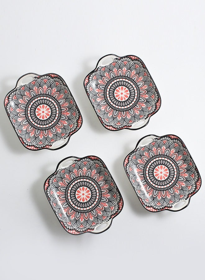 4-Piece Hand Painted Dinner Plates Multicolour 23.7x19.6x5.2cm