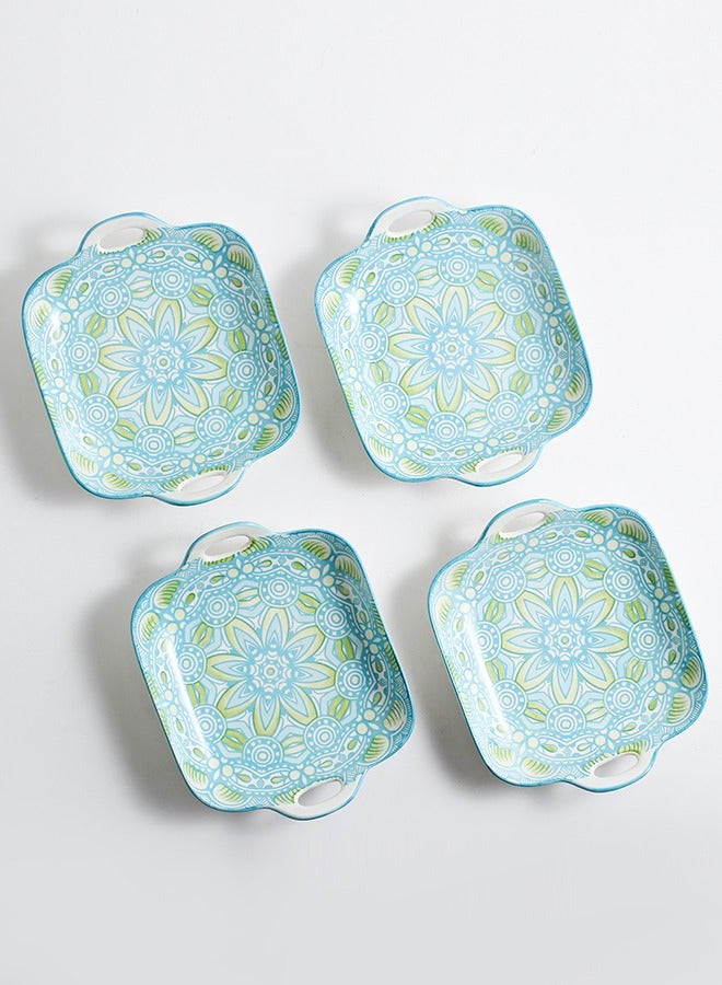 4-Piece Hand Painted Dinner Plates Multicolour  23.7x19.6x5.2cm