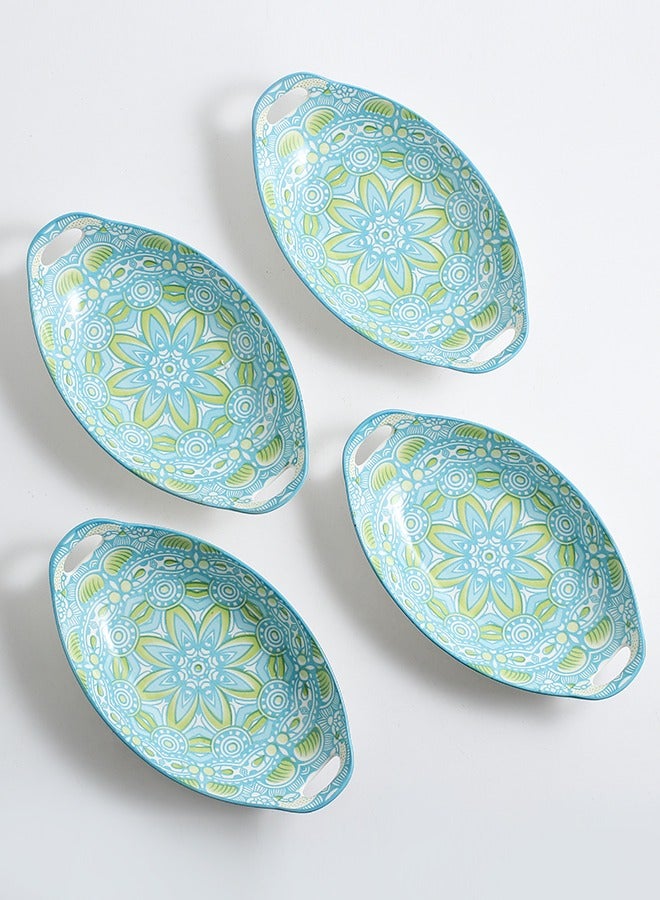 4-Piece Hand Painted Dinner Plates Multicolour 27.8x16x5cm