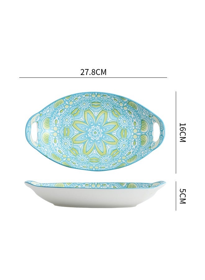 4-Piece Hand Painted Dinner Plates Multicolour 27.8x16x5cm