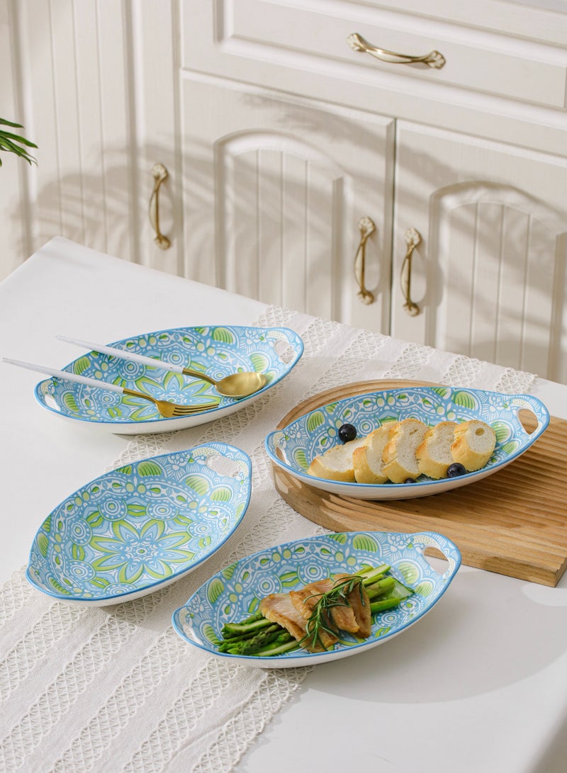 4-Piece Hand Painted Dinner Plates Multicolour 27.8x16x5cm