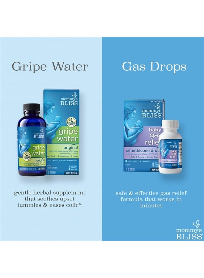 Gripe Water & Baby Gas Relief Drops Combo Pack, Relieves Gas, Colic, Hiccups & Fussiness, Gentle for Babies, Total 3 oz