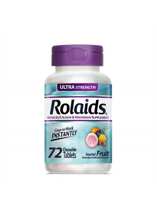 Ultra Strength Antacid, 72 Chewable Tablets, Assorted Fruit, Ultra Strength Heartburn Relief