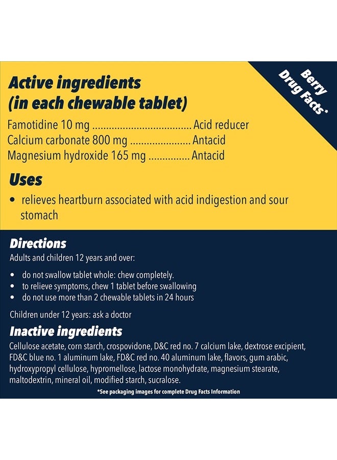 Complete Acid Reducer + Antacid Chewable Tablets, Heartburn Relief, Berry, 25 Count