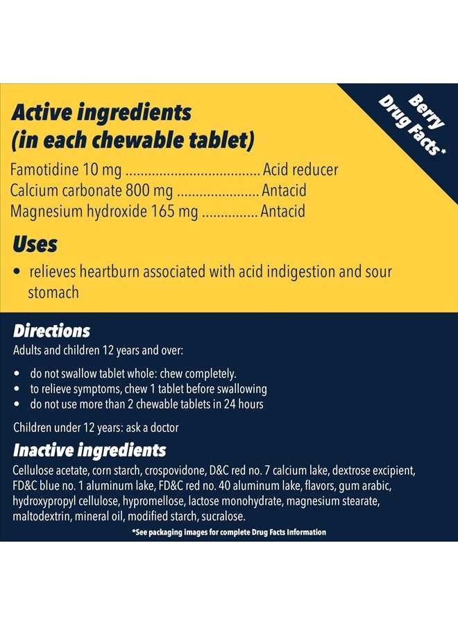 Complete Acid Reducer + Antacid Chewable Tablets, Heartburn Relief, Berry, 25 Count