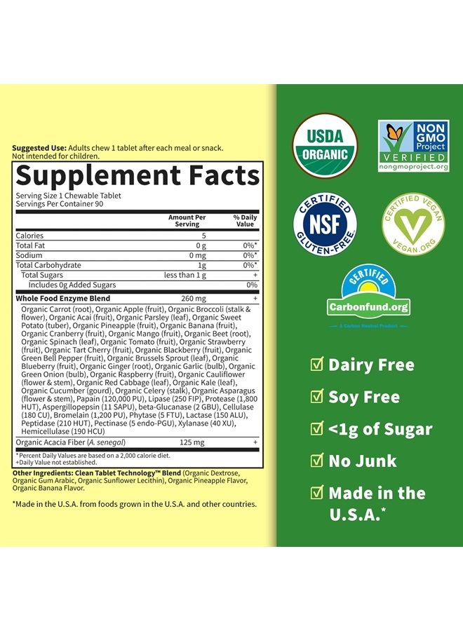 Dr Formulated Digestive Enzymes with Papain, Bromelain, Lipase for Digestion & Nutrient Absorption – Organic Digest+ - Vegan, Gluten-Free, Non-GMO, Tropical Fruit Flavor, 90 Chewables