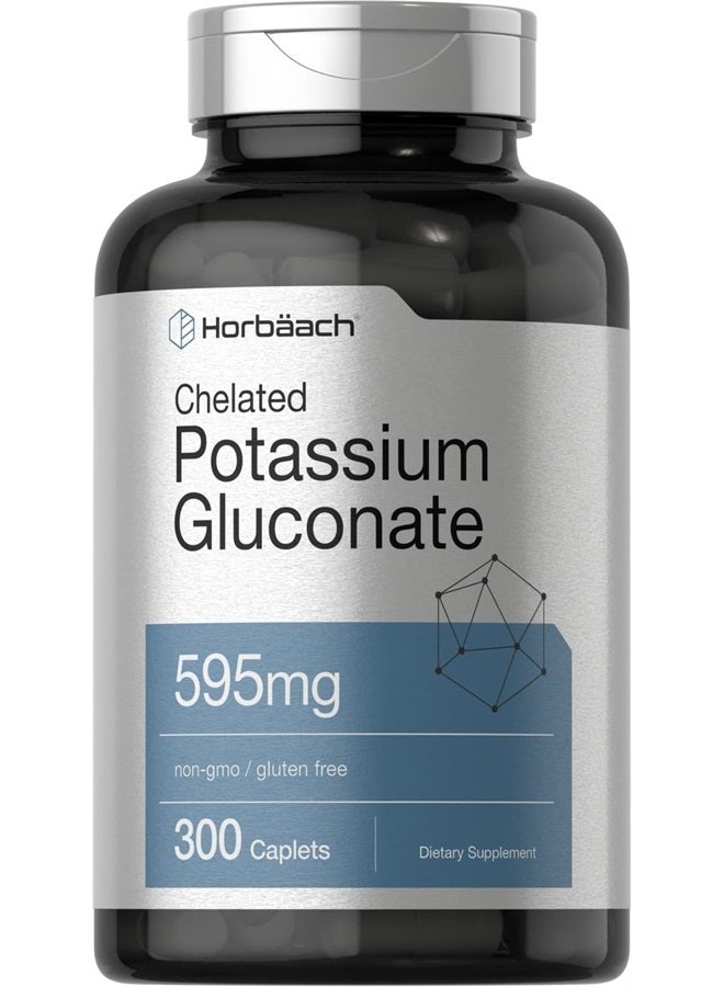 Chelated Potassium Gluconate Supplement 595mg | 300 Count | Vegetarian, Non-GMO, Gluten Free