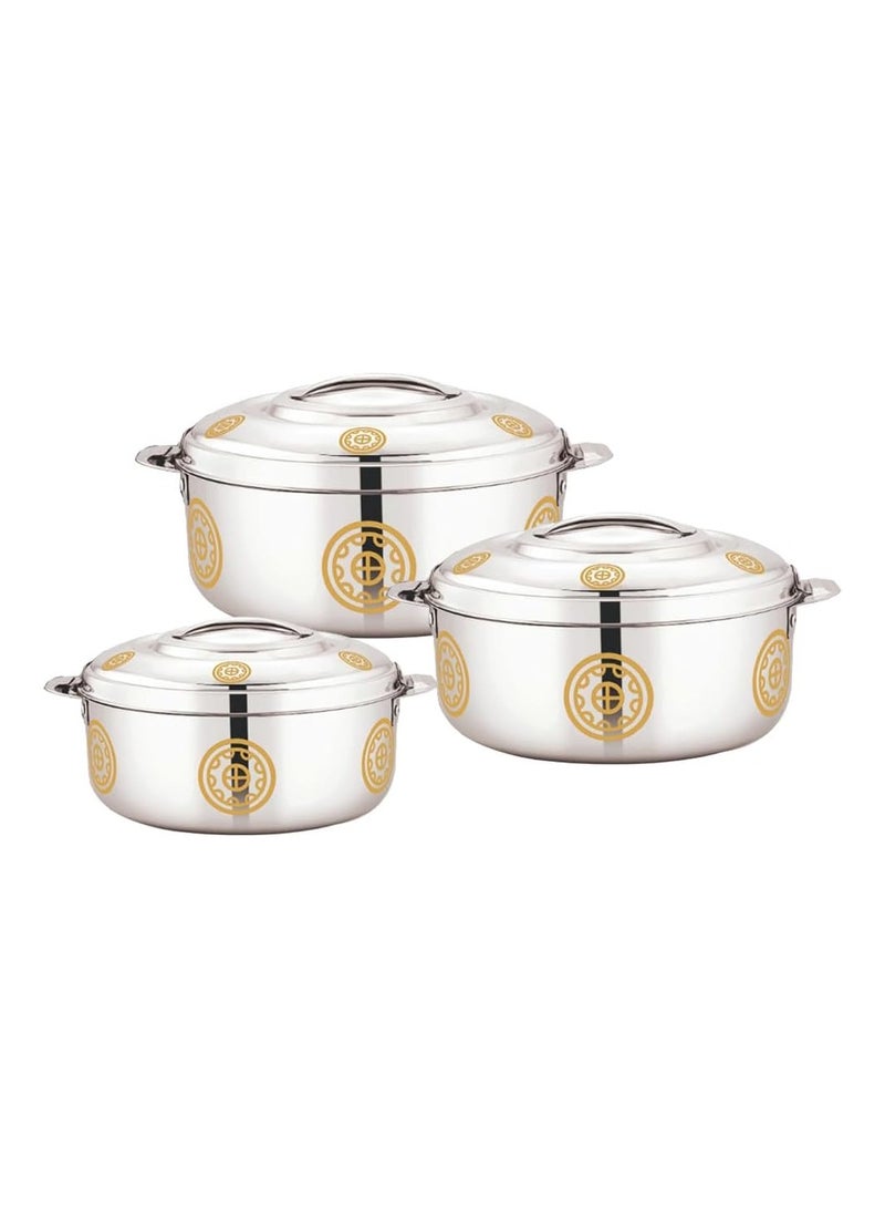 Simone Stainless Steel Insulated Hotpots 3pcs Set 1.0L, 1.5L, 2.5L