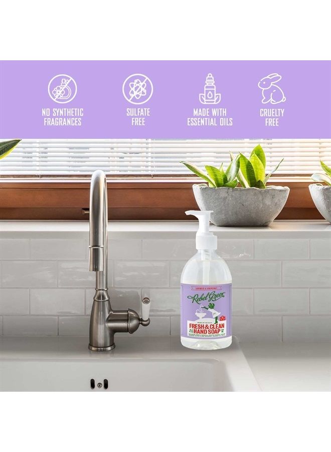 Liquid Hand Soap - Natural Hand Soap Pump Bottles - Bathroom & Kitchen Hand Soap - Hand Wash with Fresh Lavender & Grapefruit Scent - (16.9 oz Bottles, 4 Pack)