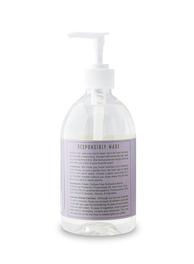 Liquid Hand Soap - Natural Hand Soap Pump Bottles - Bathroom & Kitchen Hand Soap - Hand Wash with Fresh Lavender & Grapefruit Scent - (16.9 oz Bottles, 4 Pack)