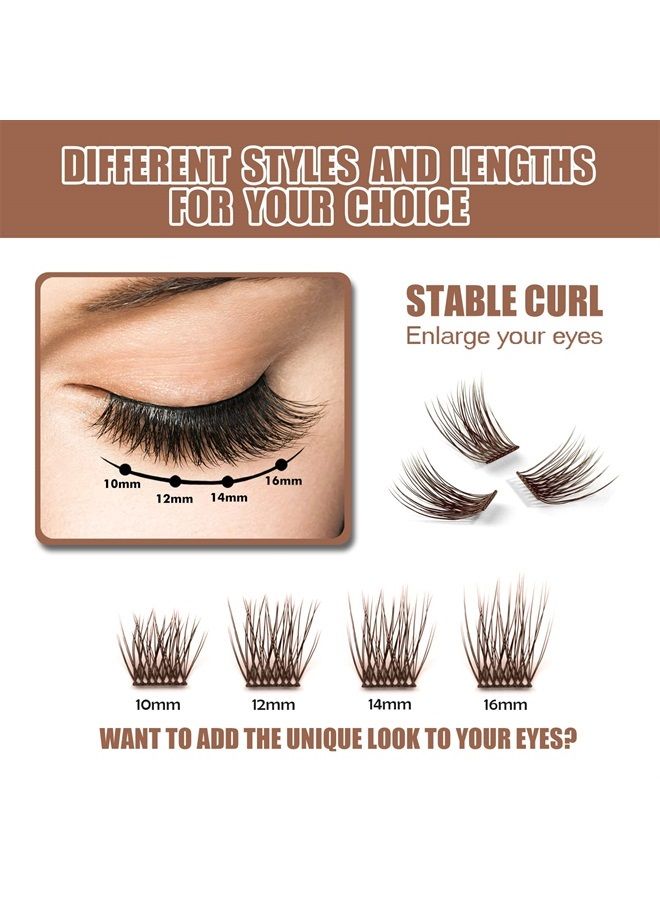 DIY Eyelash Extension, 3D Effect Individual Melt Flare Lash Cluster Natural Lashes Set, Home Eyelash Extension, Lashes Pack (10MM-Amber)