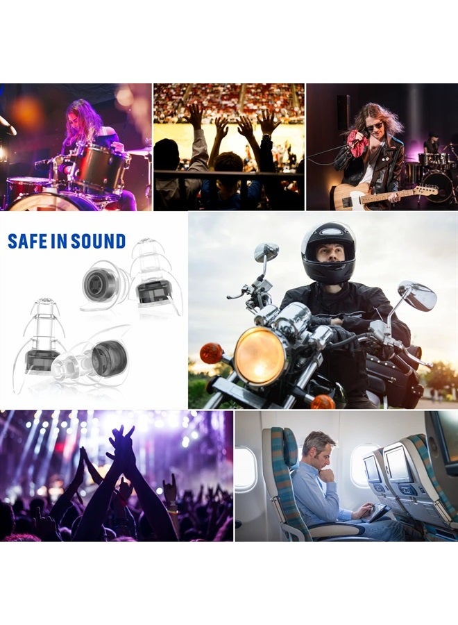 2 Pairs High Fidelity Concert Ear Plugs, Noise Reduction Music Earplugs, Hearing Protection for Musicians, Festival, DJ's, Drummers, Party, Motorcyclists 23db - Black