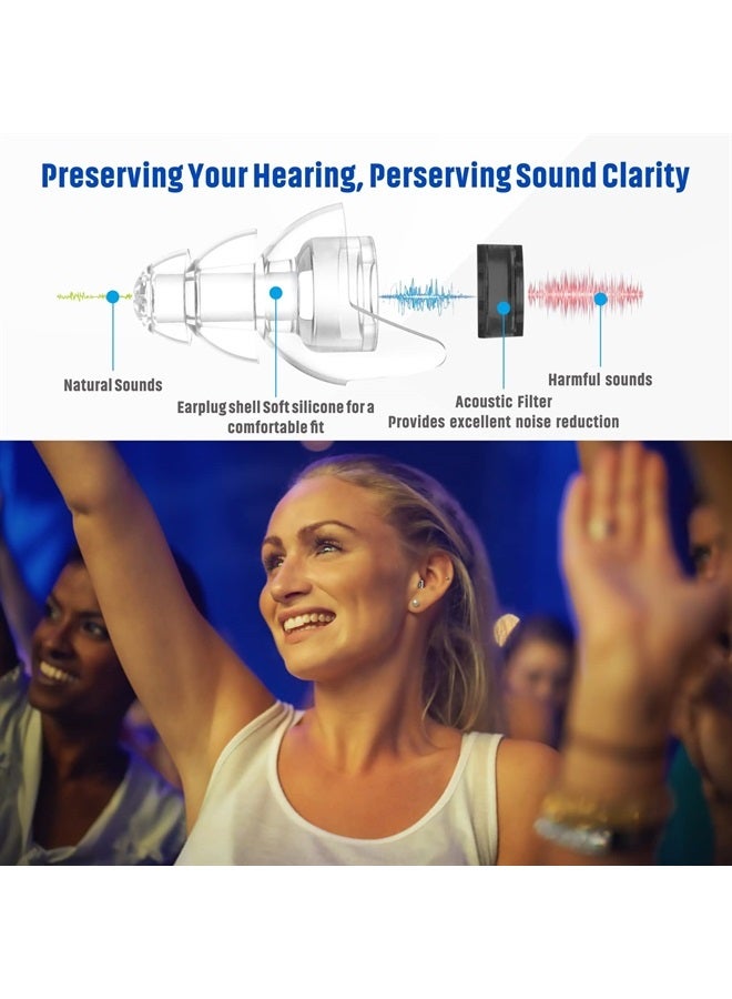 2 Pairs High Fidelity Concert Ear Plugs, Noise Reduction Music Earplugs, Hearing Protection for Musicians, Festival, DJ's, Drummers, Party, Motorcyclists 23db - Black