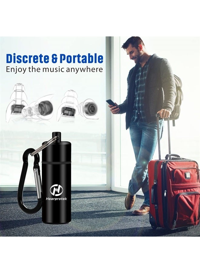 2 Pairs High Fidelity Concert Ear Plugs, Noise Reduction Music Earplugs, Hearing Protection for Musicians, Festival, DJ's, Drummers, Party, Motorcyclists 23db - Black