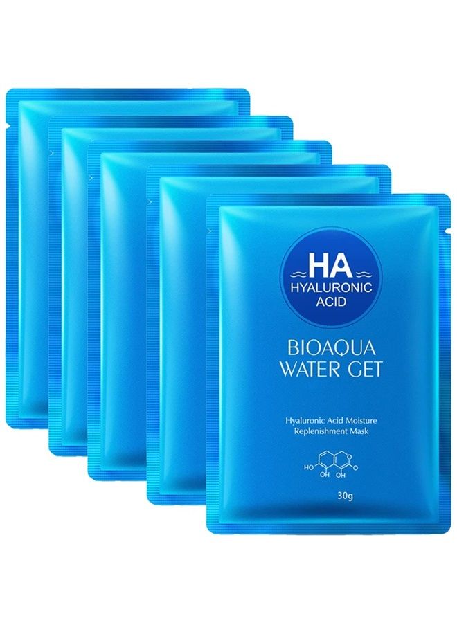 Hyaluronic Acid Moisturizing Replenishment Facial Mask HA Reduces Acne Deep Cleanse 30g (5 Pack)