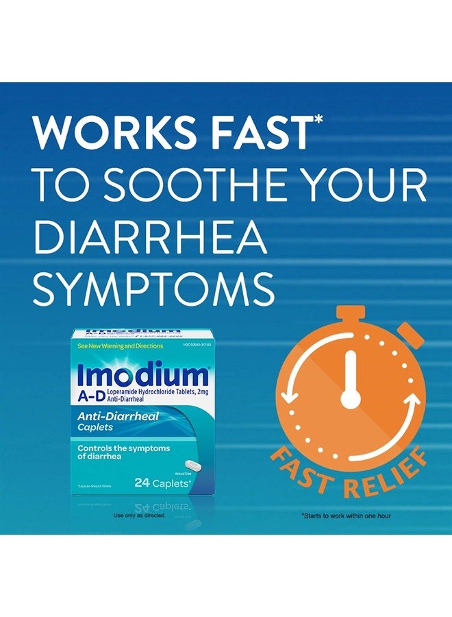 A-D Diarrhea Relief Caplets, Loperamide Hydrochloride -Diarrheal Medicine, 48 ct