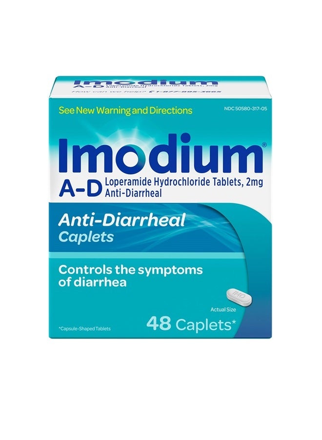 A-D Diarrhea Relief Caplets, Loperamide Hydrochloride -Diarrheal Medicine, 48 ct