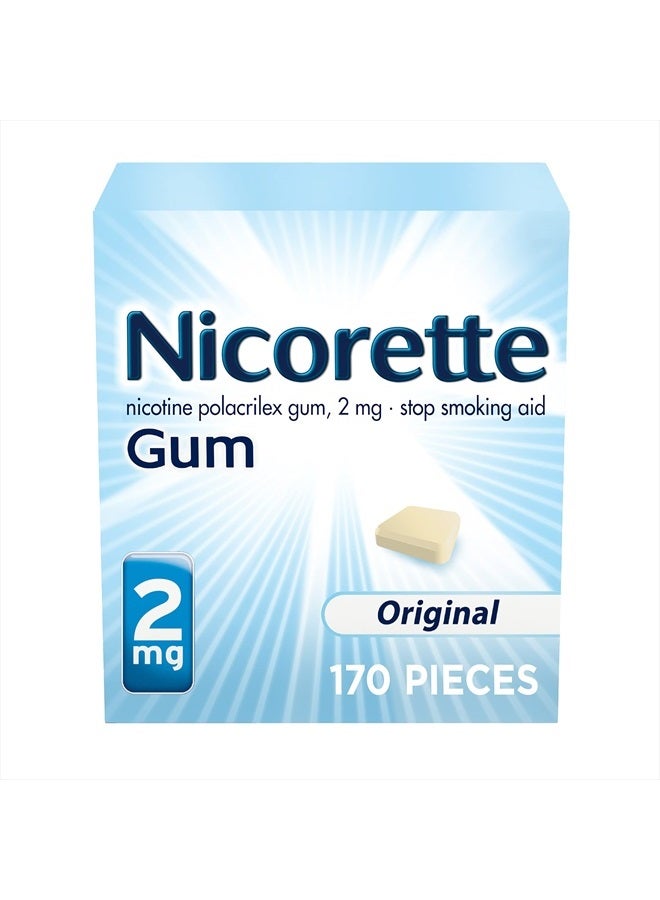 2mg Nicotine Gum to Quit Smoking , Unflavored, Original, 170 Count