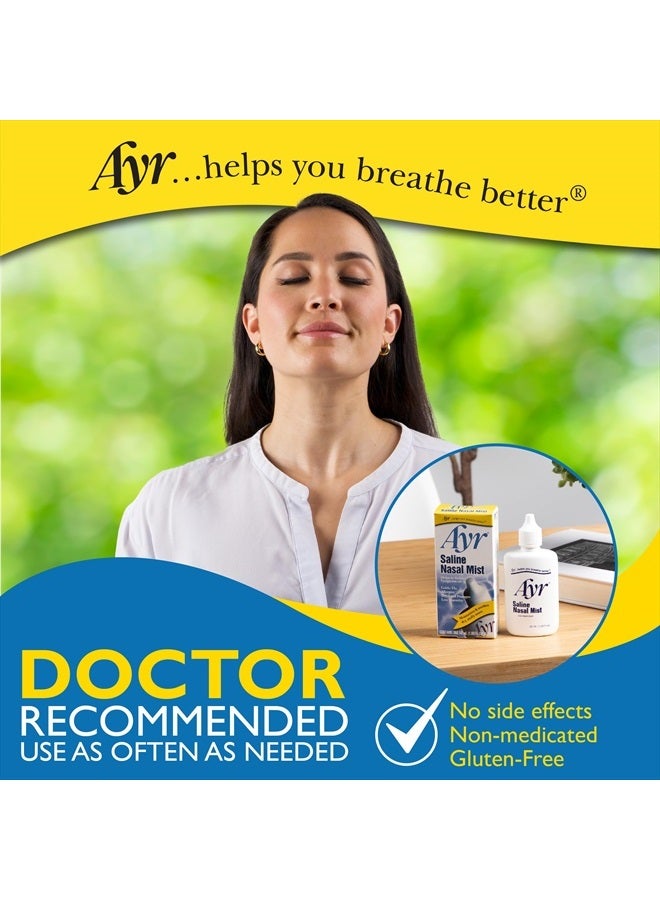 Ayr Saline Nasal Mist, 1.69 Fl Oz (Pack of 6) (Packaging may vary)