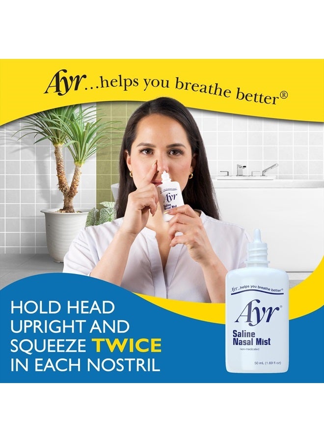 Ayr Saline Nasal Mist, 1.69 Fl Oz (Pack of 6) (Packaging may vary)