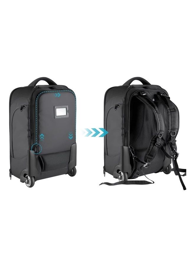 2-in-1 Convertible Wheeled Camera Backpack, Rolling Luggage Case with Telescopic Handle and Anti-Shock Dividers for DSLR Cameras, Lenses, Hoods, Strobes, Tripod, and Other Accessories