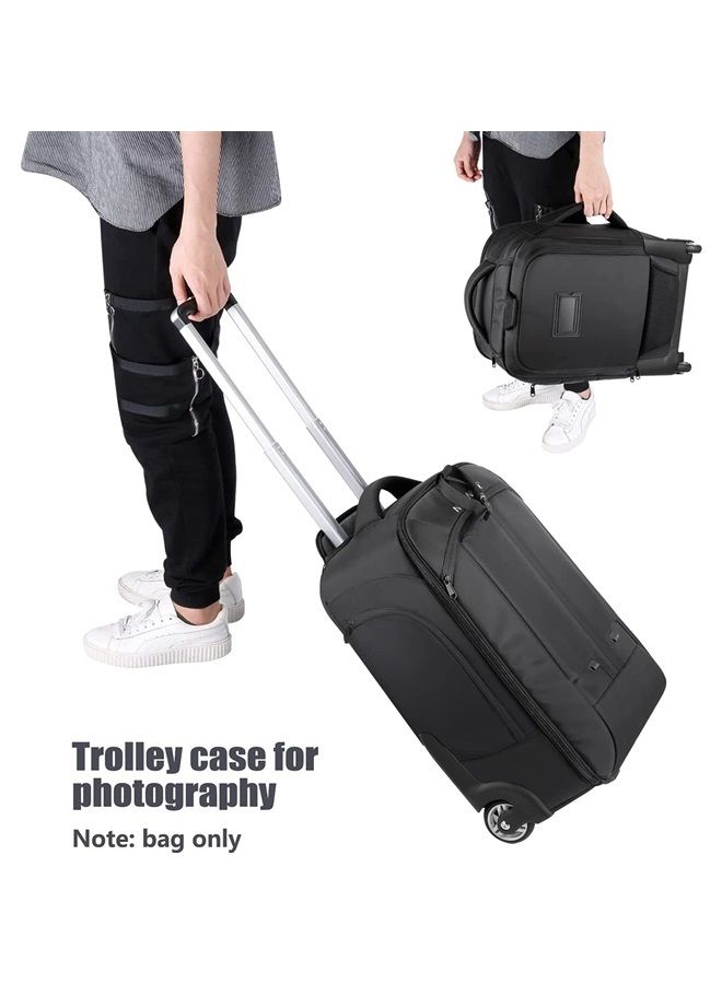 2-in-1 Convertible Wheeled Camera Backpack, Rolling Luggage Case with Telescopic Handle and Anti-Shock Dividers for DSLR Cameras, Lenses, Hoods, Strobes, Tripod, and Other Accessories