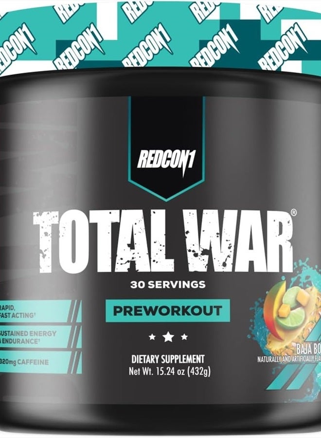 Total War Pre Workout Powder - Endurance, Alertness, Pump Boosting Citrulline Malate & Beta Alanine - Fast Acting, Caffeinated Preworkout for Men & Women (Cherry Bomb, 15 Servings)