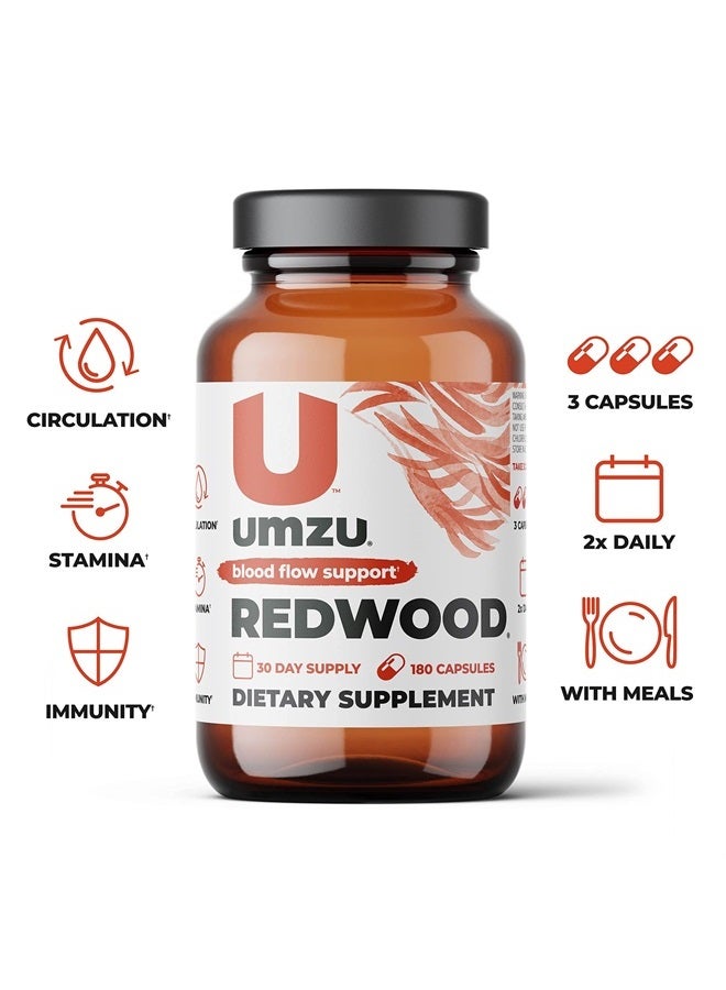 Redwood - Supports Nitric Oxide & Healthy Blood Flow - Blend of Vitamins & Herbal Extracts - Supplement with Vitamin C, Garlic & Horse Chestnut - for Well-Being - 30 Day Supply - 180 Capsules