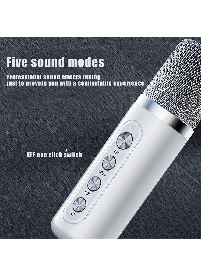 Karaoke Machine with 2 Wireless Microphone,Portable Bluetooth Speaker with HD Sound PA System Support Echo and Vocal Cut,USB,SD, AUX Input for Party, Meeting, Wedding, Home and Outdoor (White)