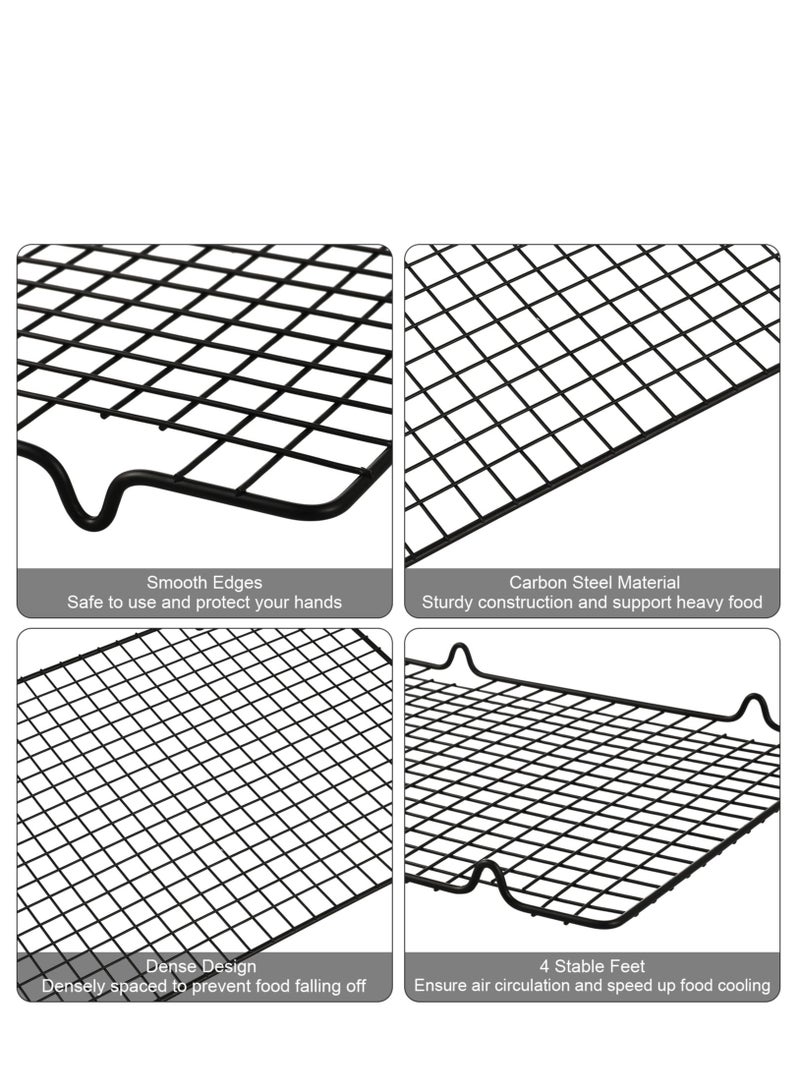 4 Pack Cooling Racks for Cooking and Baking Thick Wire Stainless Steel Baking Racks Nonstick Wire Grids Rack for BBQ Grilling Roasting Steaming Baking Drying Square Round Fit Various Sizes