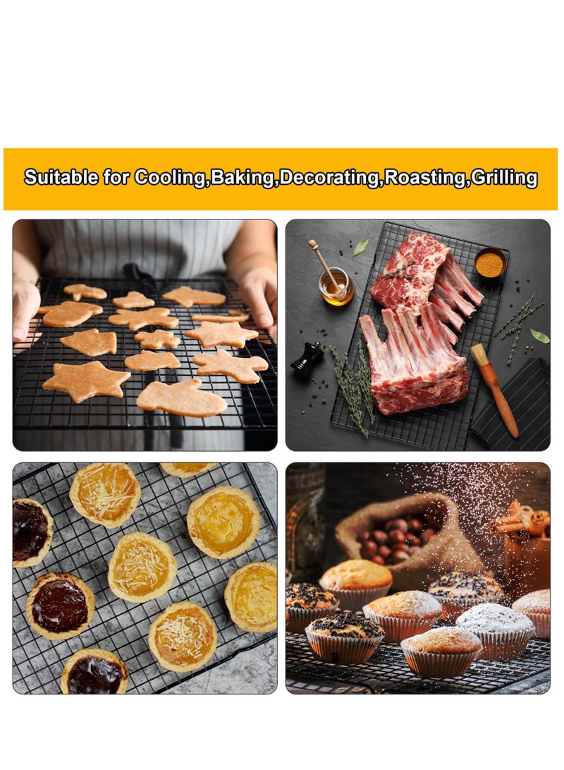 4 Pack Cooling Racks for Cooking and Baking Thick Wire Stainless Steel Baking Racks Nonstick Wire Grids Rack for BBQ Grilling Roasting Steaming Baking Drying Square Round Fit Various Sizes
