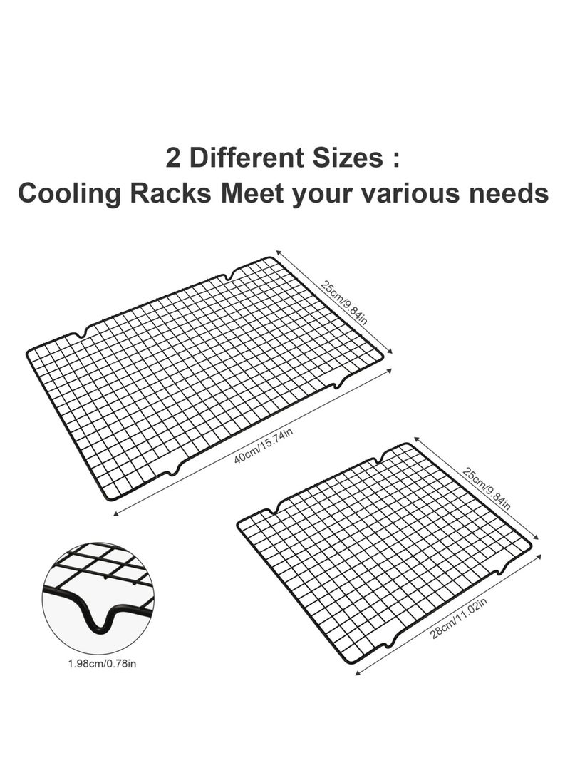 4 Pack Cooling Racks for Cooking and Baking Thick Wire Stainless Steel Baking Racks Nonstick Wire Grids Rack for BBQ Grilling Roasting Steaming Baking Drying Square Round Fit Various Sizes