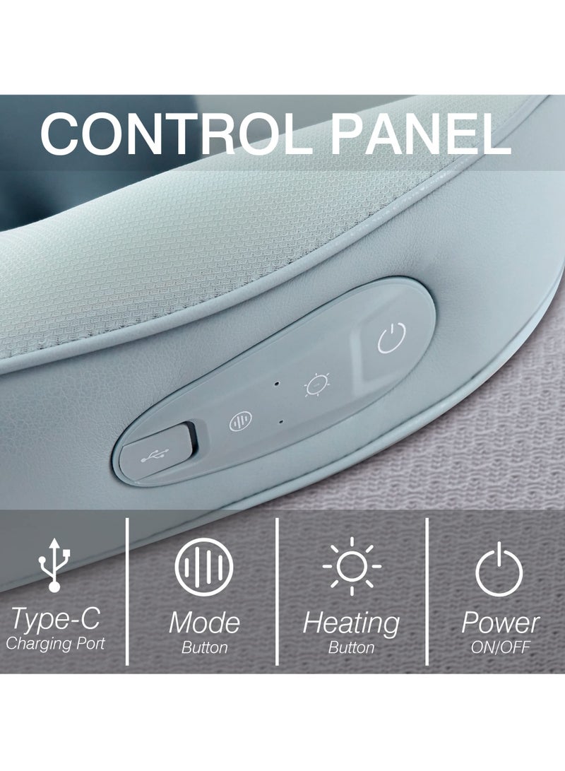 Neck Massager with Heat for Pain Relief Deep Tissue Rechargeable Shiatsu Massage Cushion for Shoulder Back Relieve Muscle Pain 3D Kneading Pillow for Home Office Car Travel