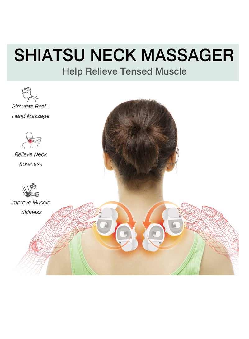 Neck Massager with Heat for Pain Relief Deep Tissue Rechargeable Shiatsu Massage Cushion for Shoulder Back Relieve Muscle Pain 3D Kneading Pillow for Home Office Car Travel
