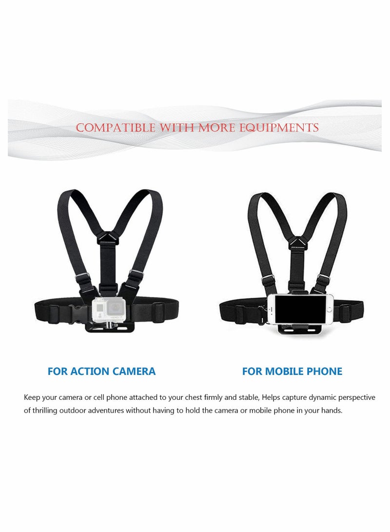 Camera Chest Mount Strap Harness for DJI Osmo KASTWAVE Adjustable Cell Phone with Sports Installation Bracket kit Mobile Backpack Clip Holder