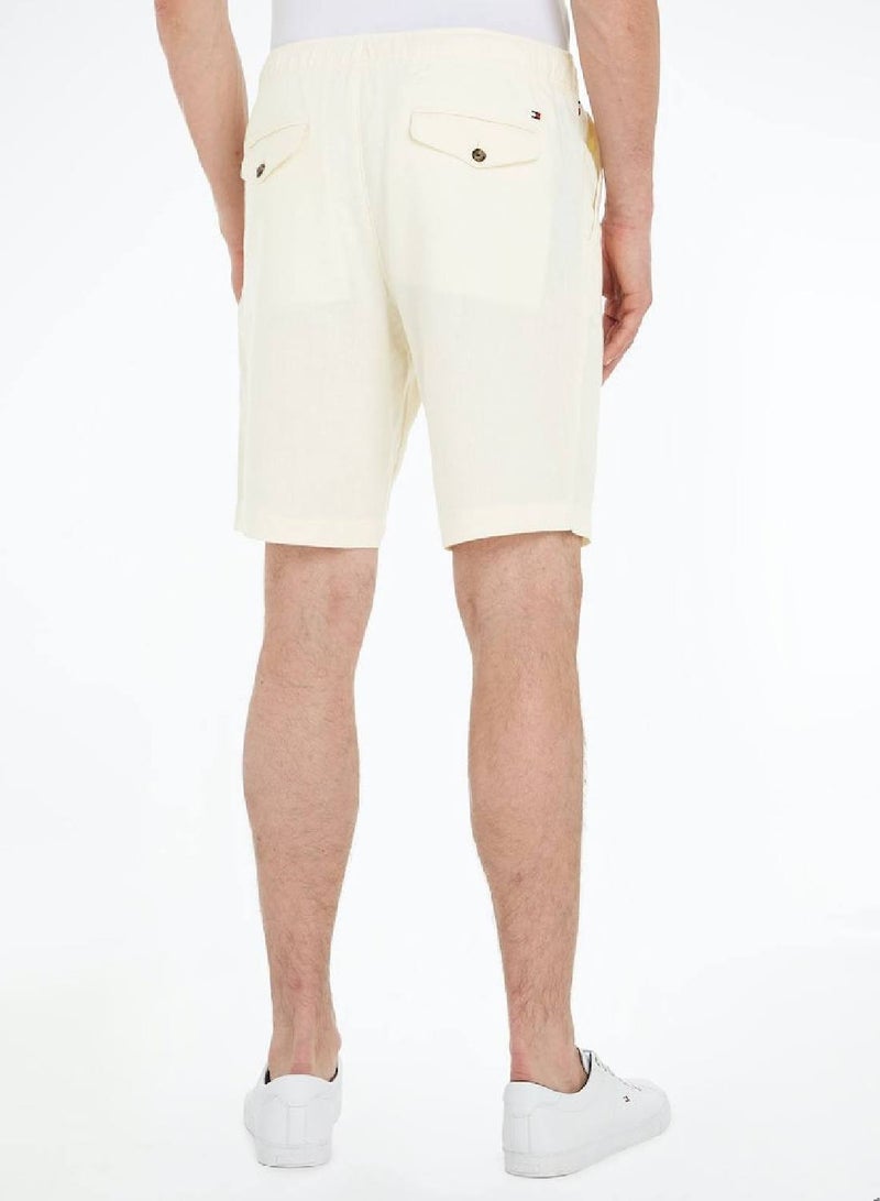 Men's Harlem Drawstring Skinny Fit Chino Shorts -  Linen blend, Beige