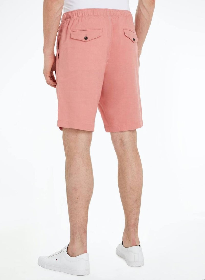 Men's Harlem Drawstring Skinny Fit Chino Shorts -  Linen blend, Pink