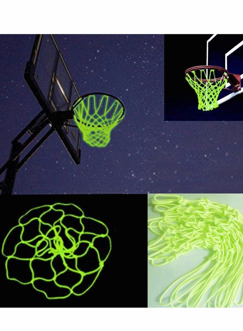 Outdoor Glow in The Dark Basketball Heavy Duty Basketball Net Replacement All Weather Anti Whip 12 Loops Standard Size Night Basketball Sports Gift for Pool Sports School