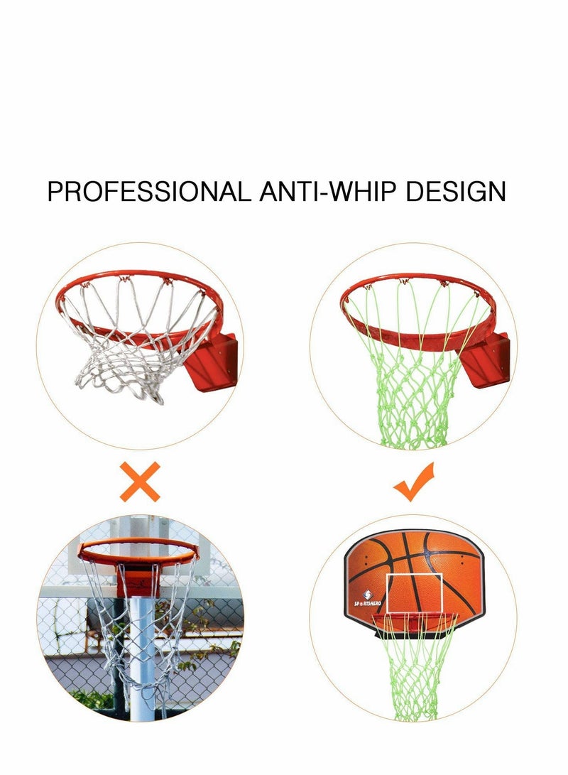 Outdoor Glow in The Dark Basketball Heavy Duty Basketball Net Replacement All Weather Anti Whip 12 Loops Standard Size Night Basketball Sports Gift for Pool Sports School