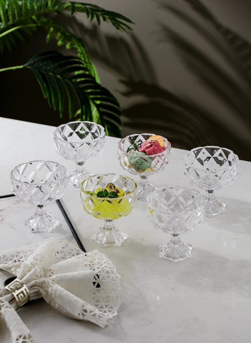 6-Piece Glass Dessert Bowl Set - 280 ml