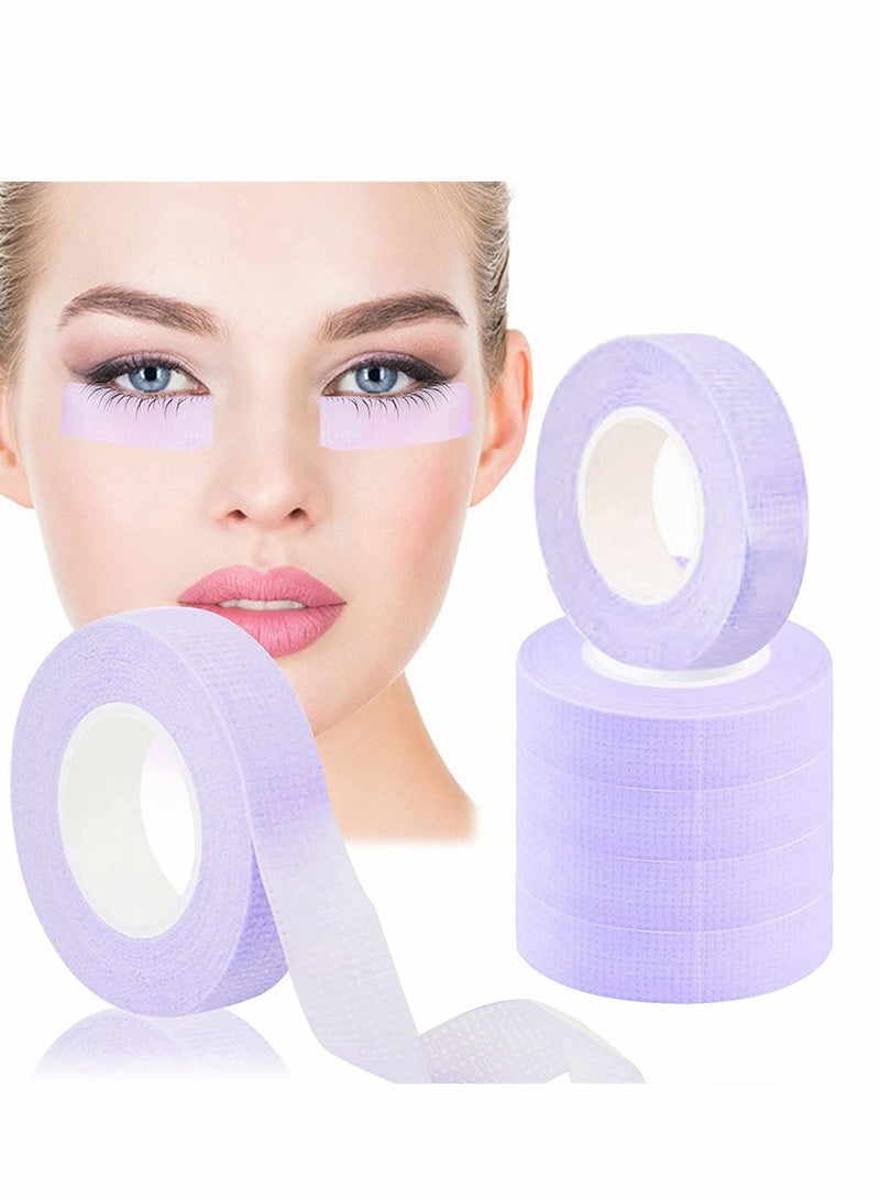 Eyelash Tape, Lash Tape for Eyelash Extension, Non-Woven Fabric Lash Tape Adhesive Breathable Micropore Fabric Medical Tape for Eyelash Extension Supply Tape, Total 6 Rolls, Purple