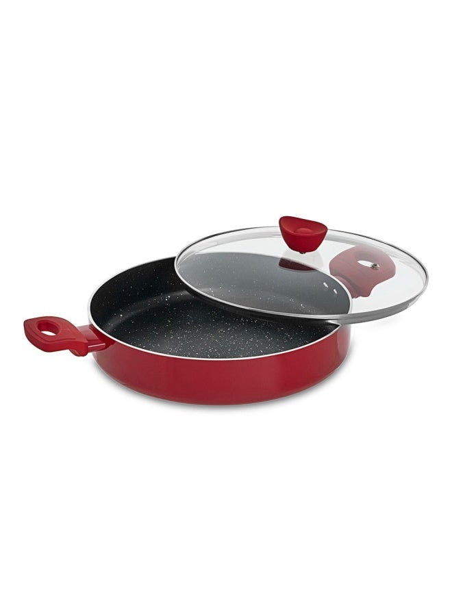 Yna Deep Frypan With Lid, Red & Black - 28 Cm