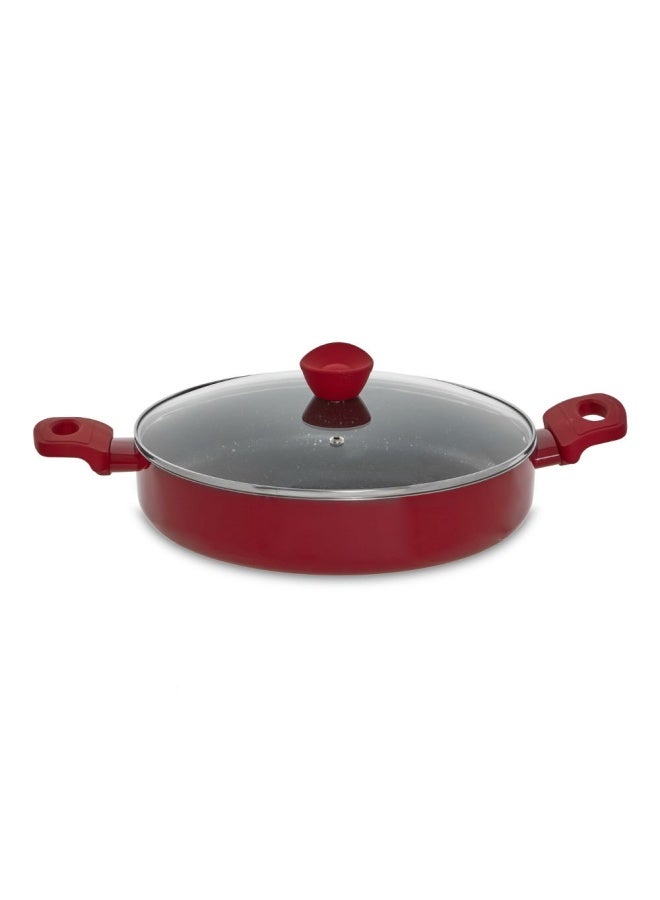 Yna Deep Frypan With Lid, Red & Black - 28 Cm